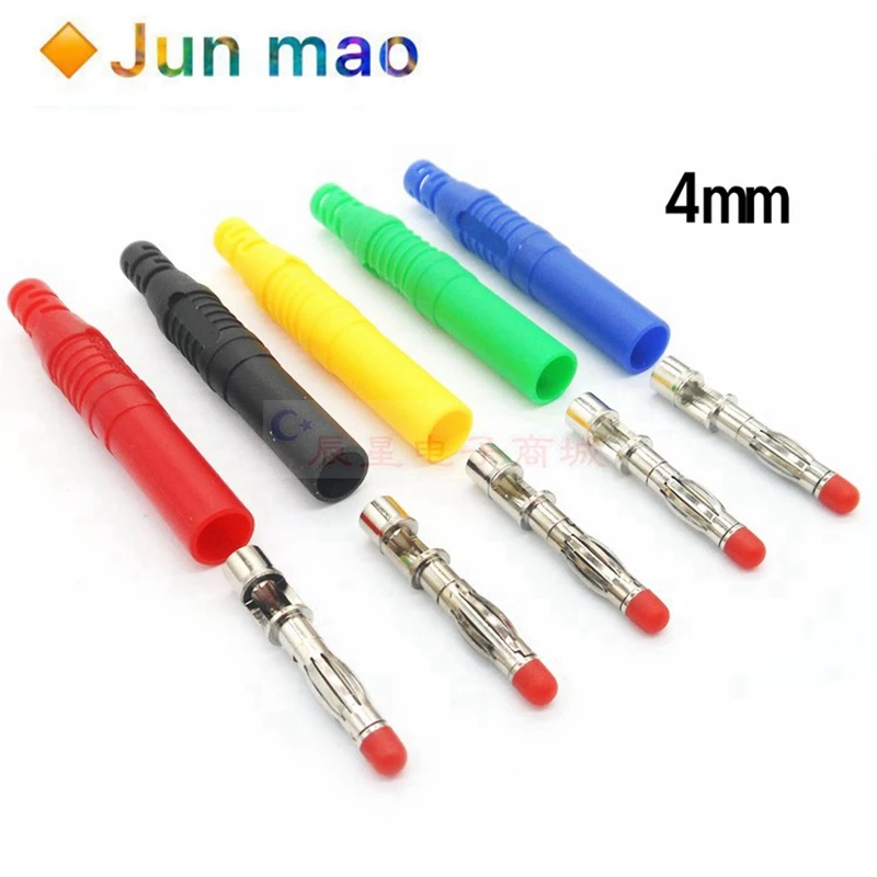 

2pcs 4mm Male Banana Plug Straight Insulated Safety Wire Solder DIY Connectors Instrument test plug high current voltage gauge