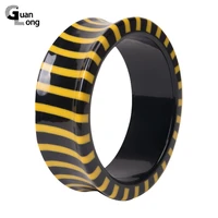 guanlong yellow striped indian bangles for women acrylic resin cuff wide bracelets bangles with designer charms fashion bangles