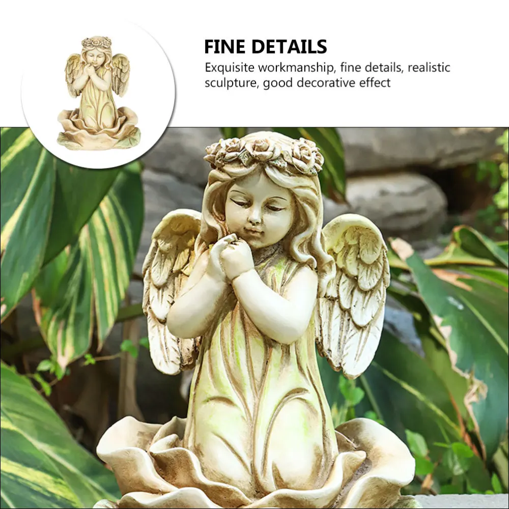 

1PC Creative Resin Angel Girl Decor Courtyard LED Flower Fairy Decor(Battery)