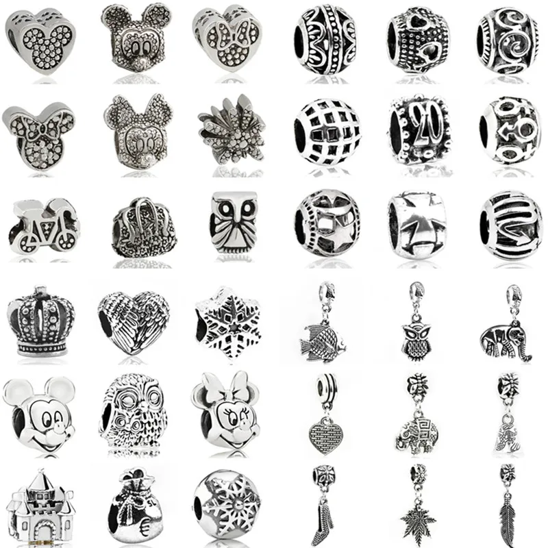 3 шт./лот сплав звезда сердце крест дельфин Микки Минни бусы амулеты подходят для