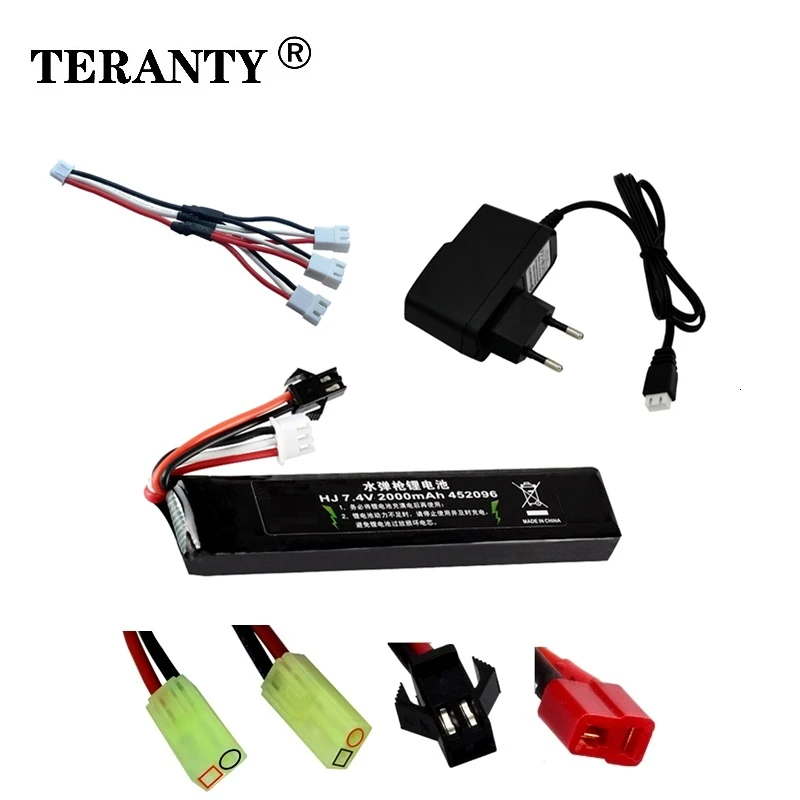 Аккумулятор для водяного пистолета + зарядное устройство 2S 7 4 в 2000 мАч 452096 Lipo