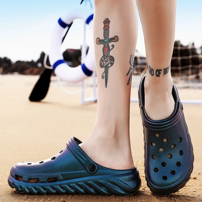 Мужские сандалии Обучающие с отверстиями Резиновые Садовые туфли унисекс из ЭВА