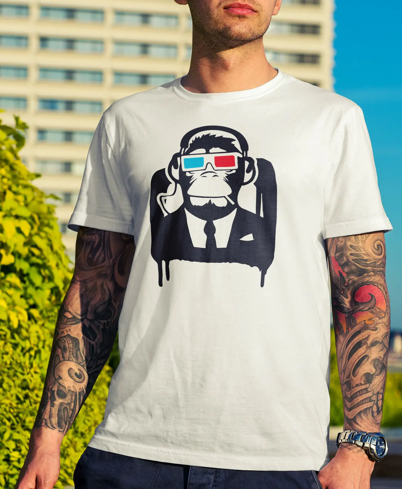 Мужские 3D футболка с обезьяной подарок чудак дурачок забава Ретро Забавный Мода