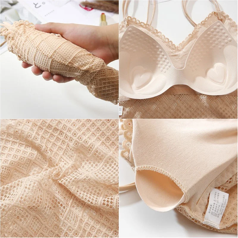 

Lace Gathered Breathable Bra No Steel Ring Tube Top Beauty Back Comfort Camisole Underwear