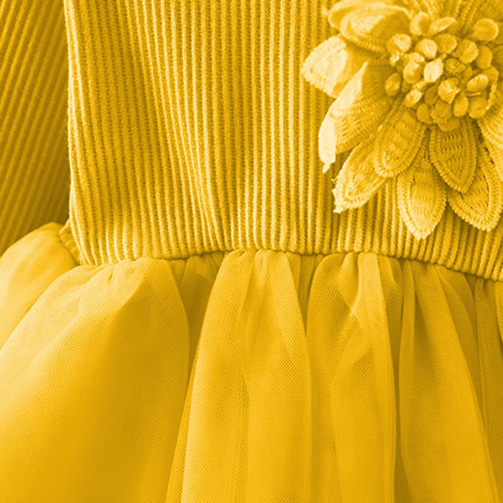 Повседневное фатиновое платье принцессы с цветочным рисунком для новорожденных