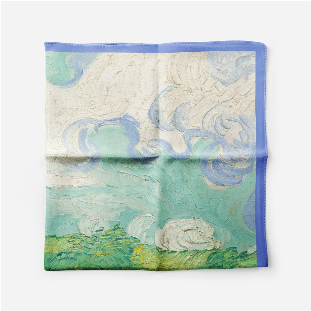 Женский саржевый шелковый шарф зеленые шарфы с рисунком пшеничного поля размеры