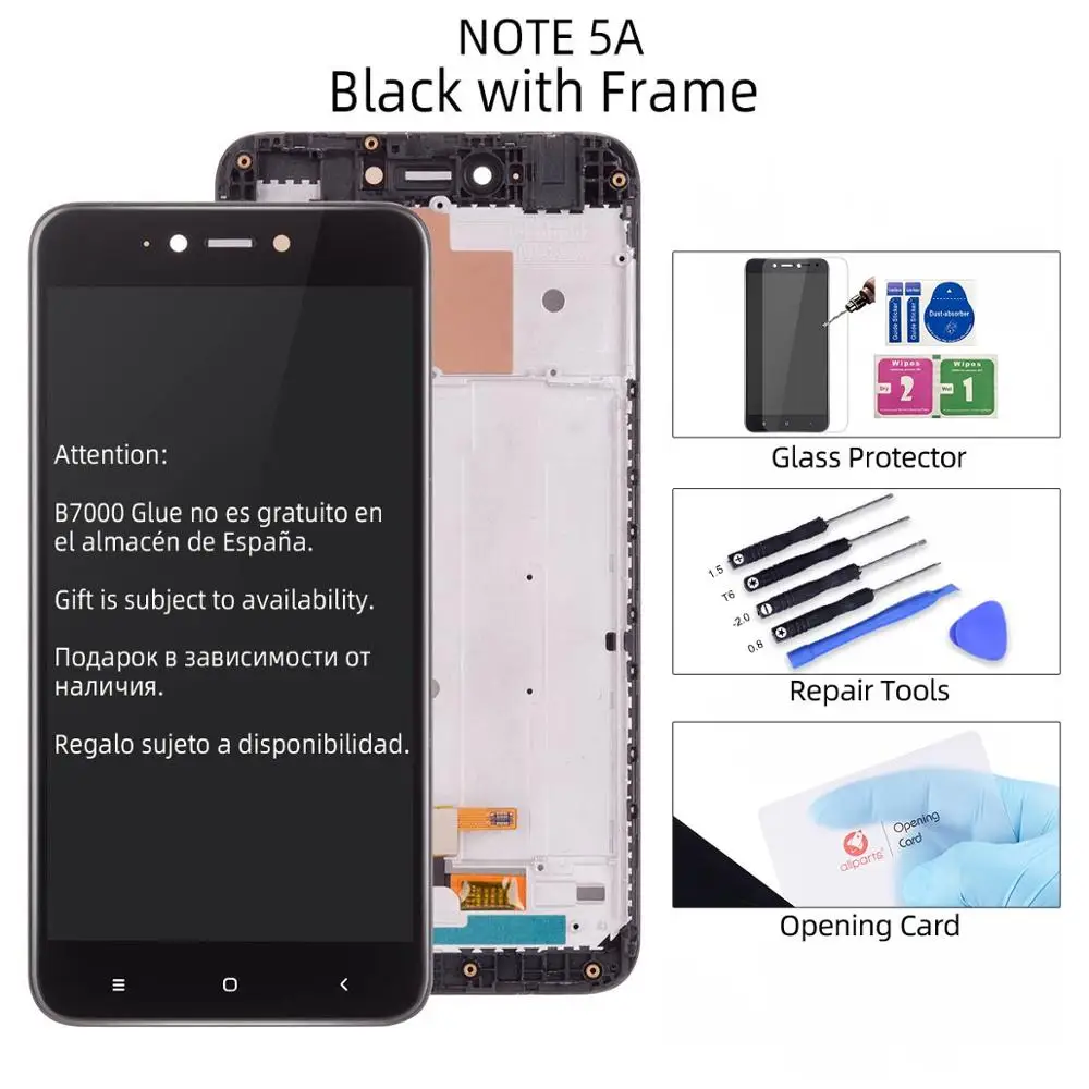Дисплей для XIAOMI Redmi Note 5A 5A Prime Y1 / Y1 Lite LCD в сборе с тачскрином на рамке черный белый - Цвет: Note 5A Black Frame