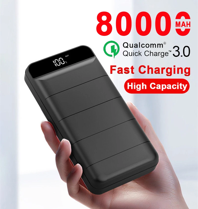 80000mah внешний аккумулятор 2 USB LED зарядное устройство Внешняя батарея повербанк