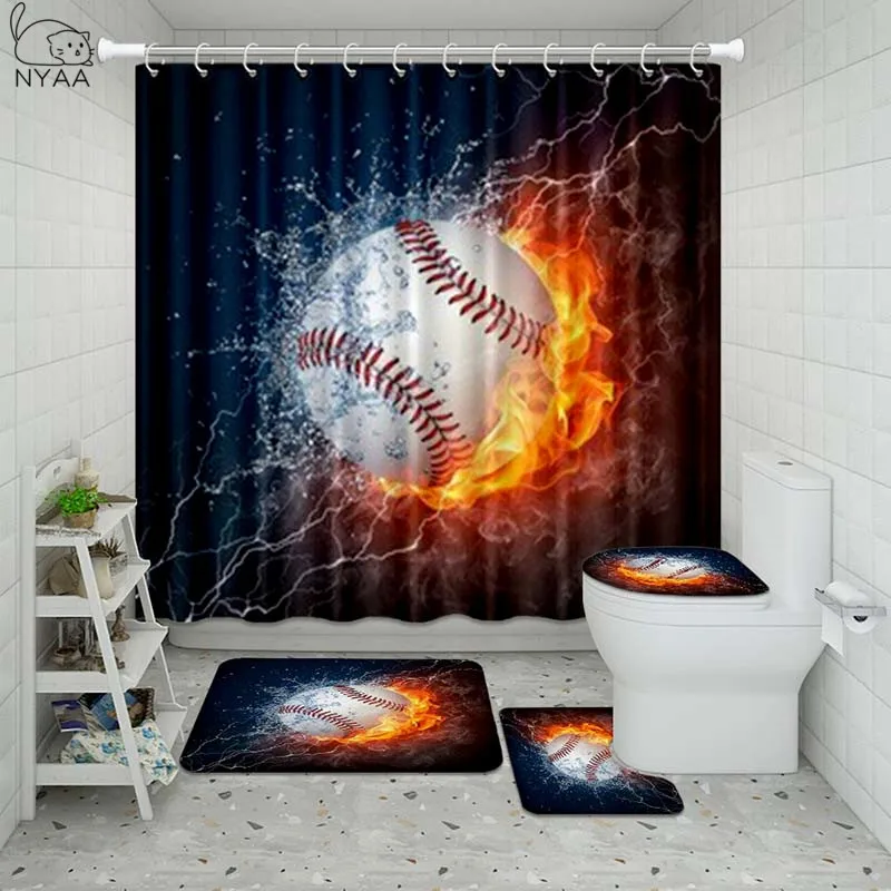 Vixm винтажный бейсбольный для ванной водонепроницаемый набор занавесок душа