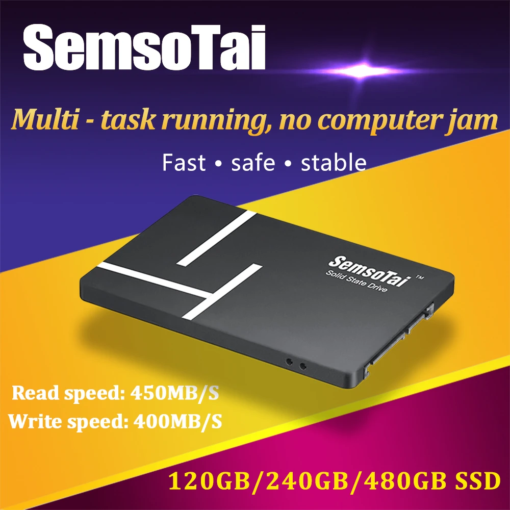 SemsoTai 2 5 дюймовый ssd 120 ГБ hdd SATA III 3D NAND Flash TLC 450 МБ/с./с силиконовые движения
