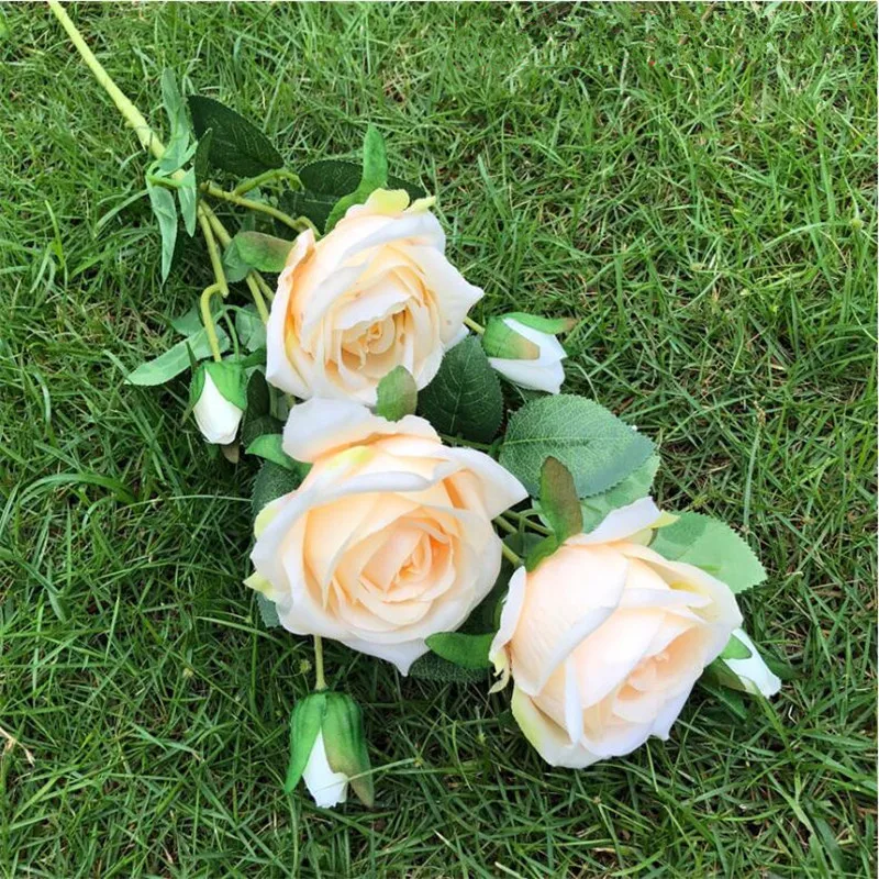 

10Pcs Fake Long Stem Ruyi Rose (7 heads/piece) 27.56" Length Simulation Roses for Wedding Home Decorative Artificial Flowers