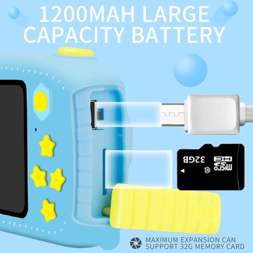 Детская мини камера 12 миллионов пикселей HD экран аккумуляторная цифровая