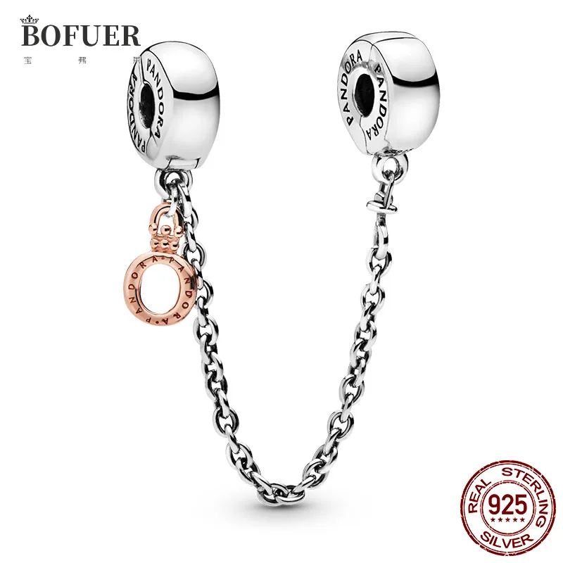 

2021 925 Sterling Silver Infinity Love Safety Chain Family Safety Chain Charm Bead Fit Pandora Bracelet Women Jewelry Making
