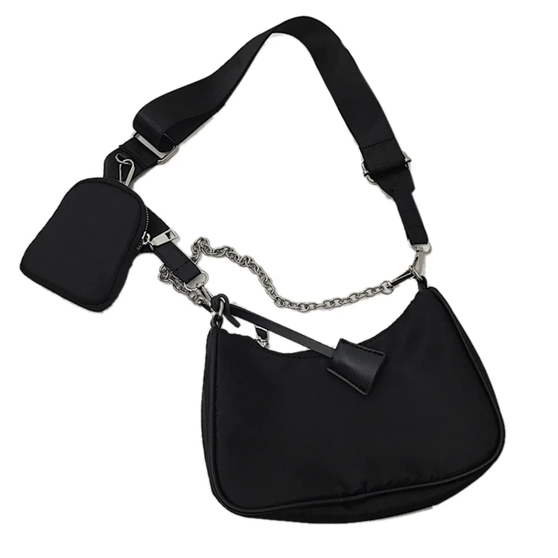 

Повседневная Дамская сумка-мессенджер, вместительная дамская сумочка на цепочке, Женский кошелек на плечо, черный