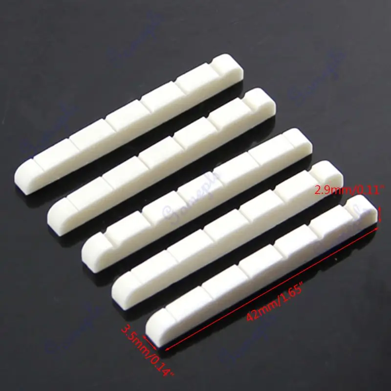 

5 Pieces Curved Unbleached Slotted Bone Nut Flat Bottom For Fender Strat new