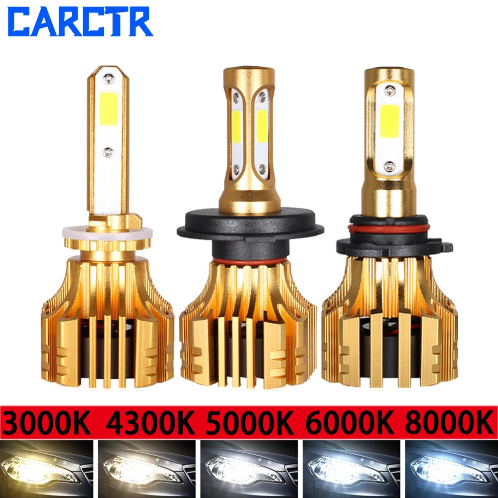 COB универсальные светодиодные лампы для автомобильных фар H4 Led H7 H11 H3 9005 880 12V 4000LM