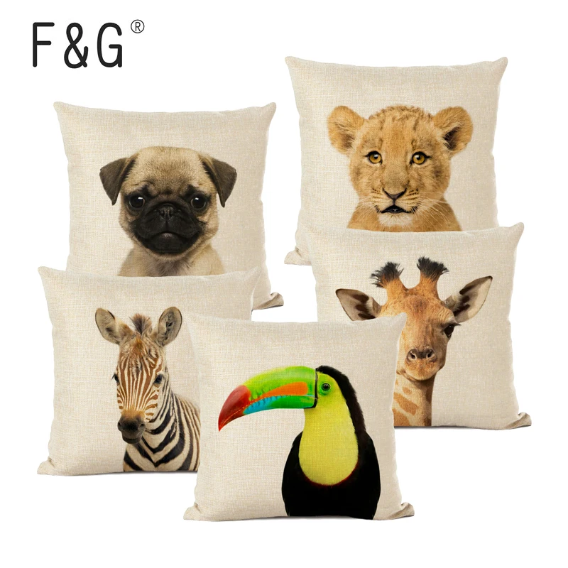 Декоративный чехол для подушки с мультяшными животными домашний декор дивана