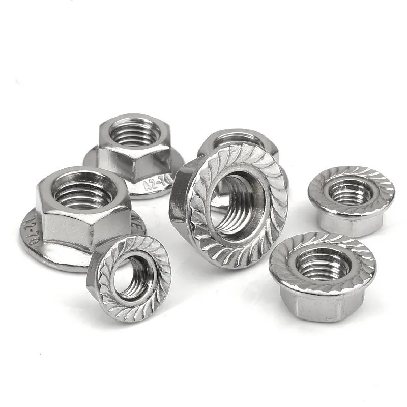 

10/20pcs 304 Stainless Steel Hexagon Flange Nuts Metal Insert LockNut M3 M4 M5 M6 M8 M10 M12 Home Device Hardware Accessories