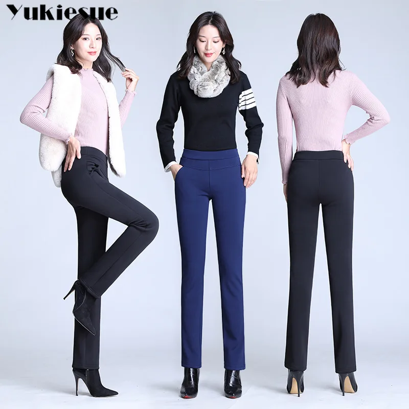 Женские Зимние флисовые теплые штаны для девочек бархатные толстые брюки с