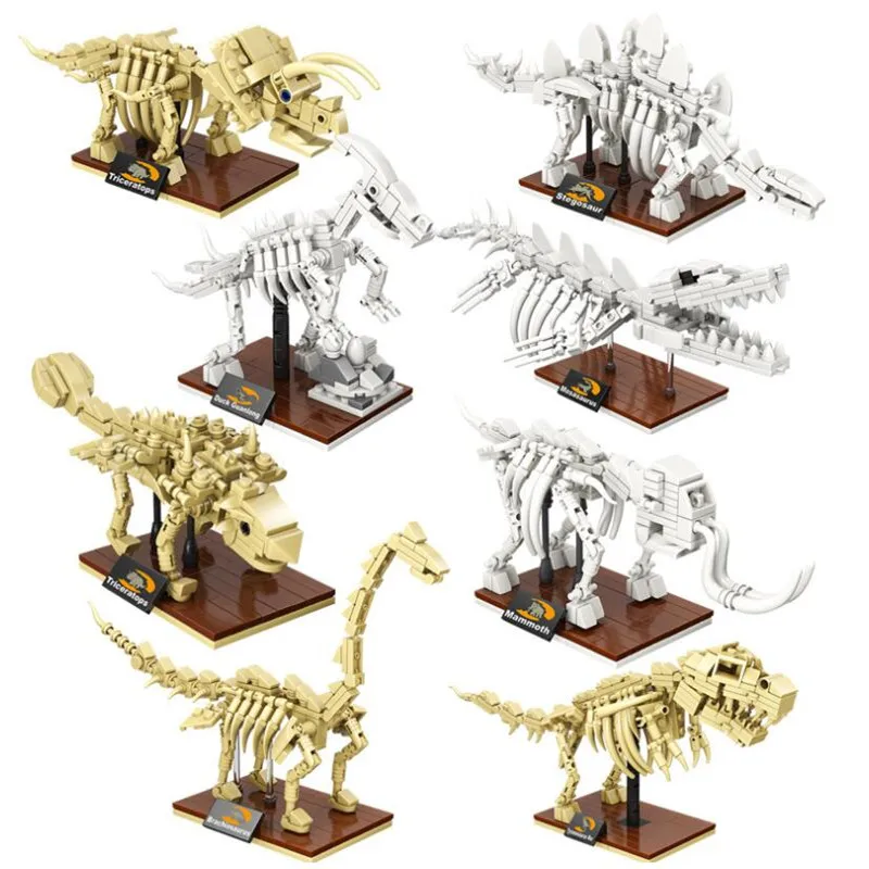

City Museum Jurassic Dinosaur Fossils Block Set 3D DIY Mini Tyrannosaurus Rex Mosasaurus Building Brick Toy For Kids