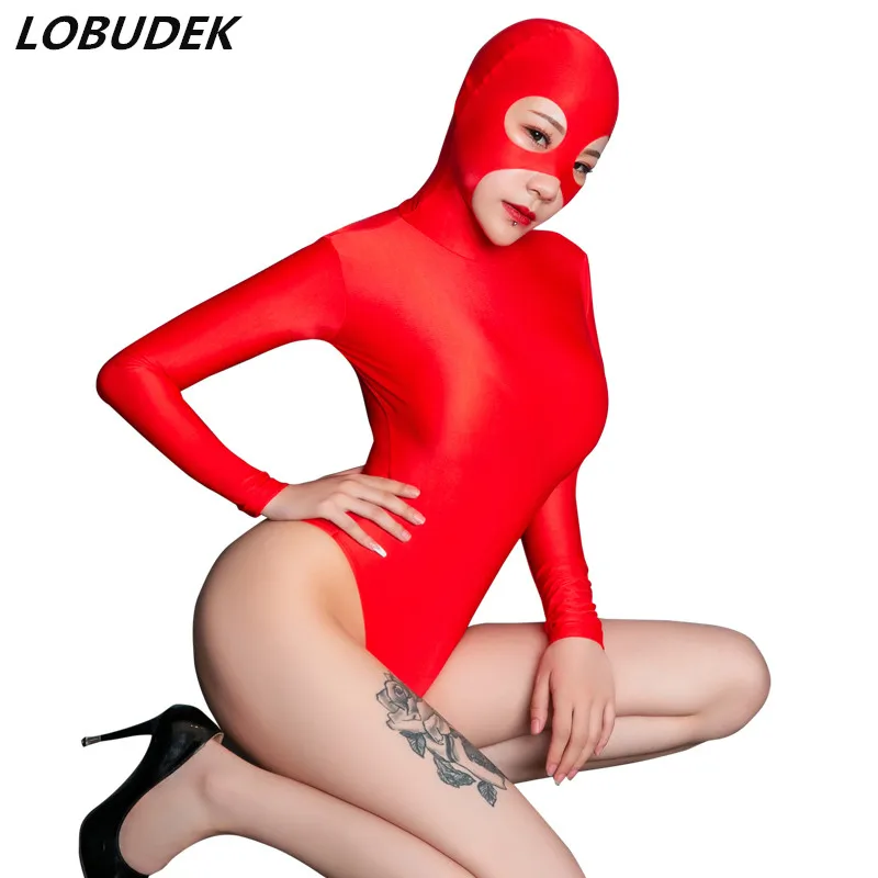 

Женское боди на молнии в маске для взрослых, эластичная облегающая одежда, костюм-кошка с длинным рукавом, сексуальные женские костюмы для б...