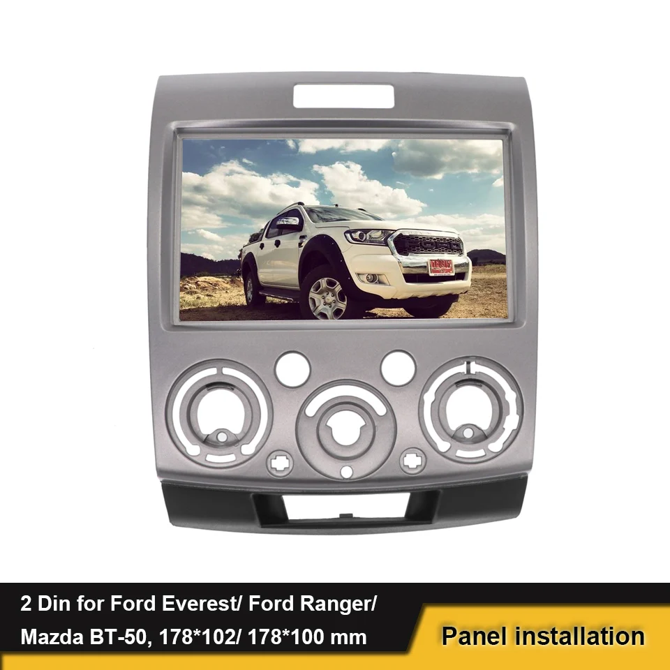 2 Din Car Radio Fascia For Ford Everest Ranger Mazda BT-50 BT50 2006 - 2010 Stereo Frame Panel Dash Installation Bezel Trim Kit