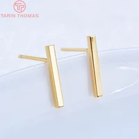 2212 20pcs 12x1 5mm 24k gold color brass rod stud earrings high quality diy jewelry findings accessories