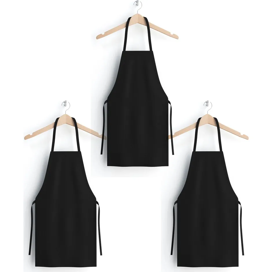 Кухонный Фартук из трех частей фартук для готовки искусственная ткань черного