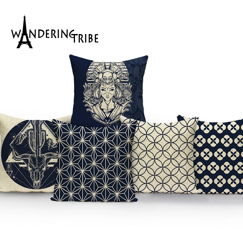 

Geometry Style Pillowcase Pillows Decorative Living Room Cushion Cover Portrait Pattern Decorative Pillow Case Home Cushion Case
