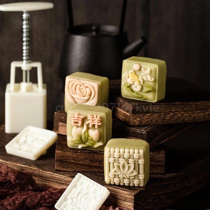 50 г лунный пряник баррель формы с 4/6 цветок печати ручная Пресс для лунных