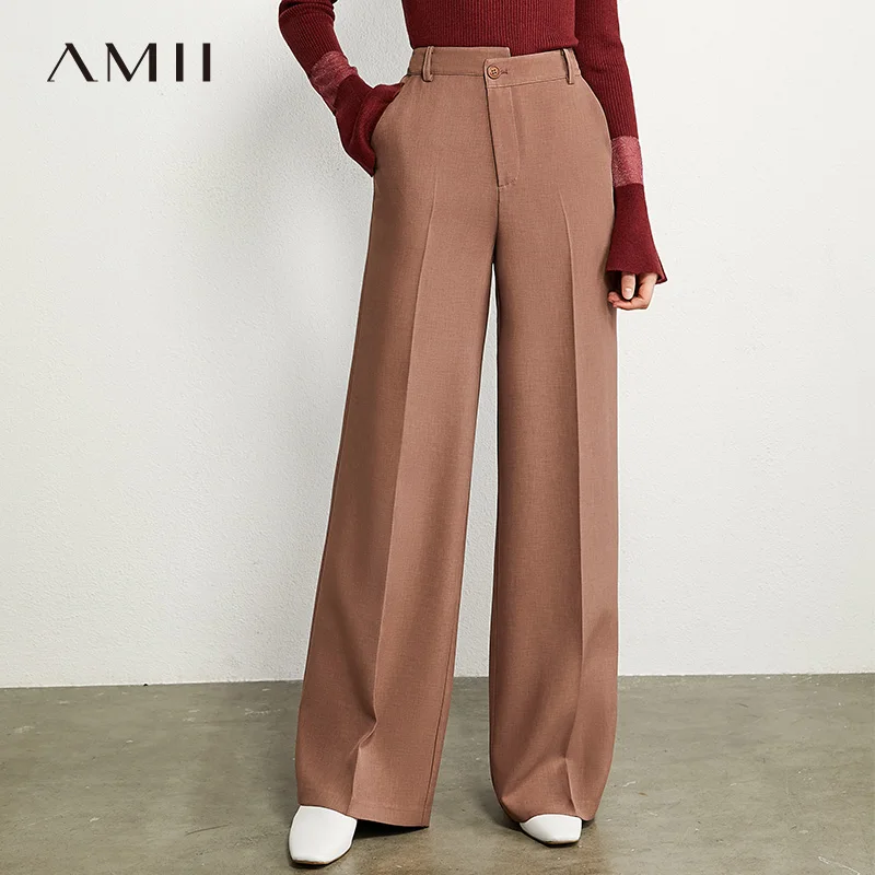 

AMII Minimalism Autumn Olstyle Fashion Solid Loose Women Pants Causal High Waist Female Long trousers 12040238