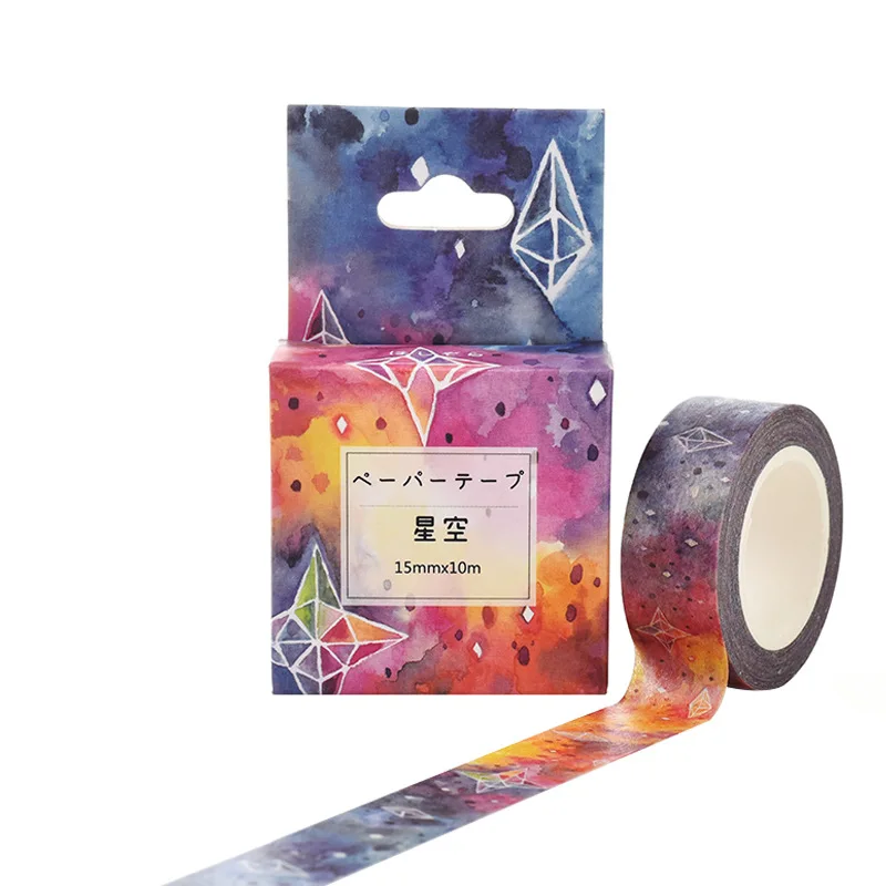 

Starry star washi tape set Rainbow sky masking tapes decoration tape scrapbooking diary sticker Stationery 10m*15mm JD95-7