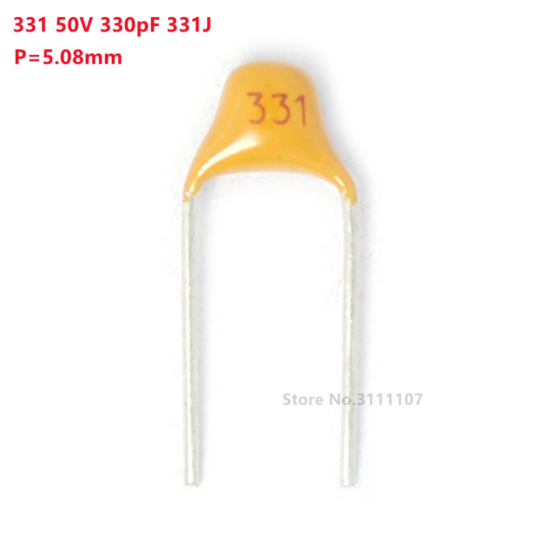 

100pcs/lot Multilayer ceramic capacitor 331 50V 330pF 331J P=5.08mm
