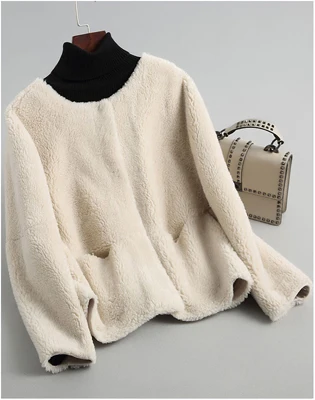 beige Новое пальто из натурального овечьего меха женская куртка из натурального меха пальто из натуральной шерсти замшевая кожаная подкладка большой размер F1121 - Цвет: beige