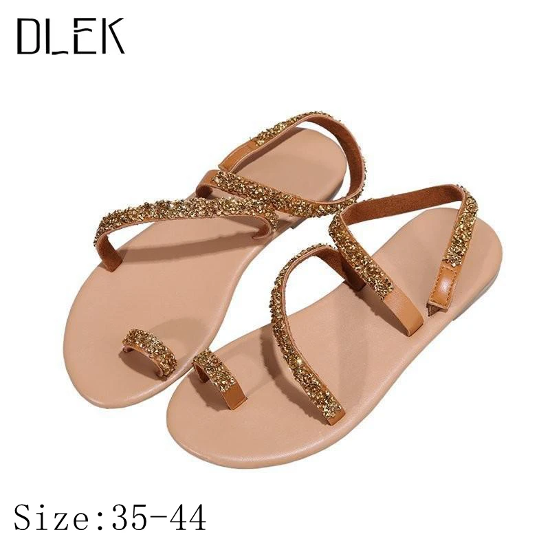 Новый дизайн Летние сандалии Женская модная обувь на плоской подошве Аксессуары