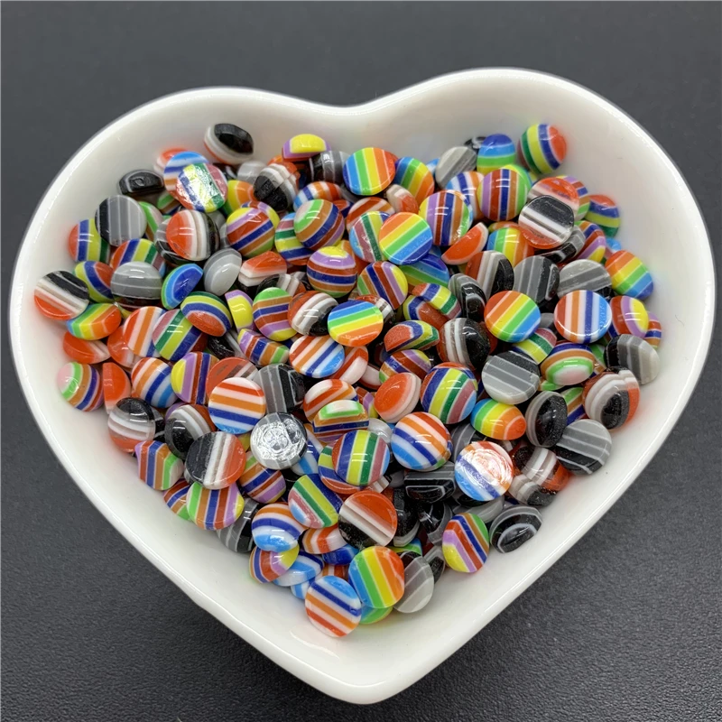 Полукруглые бусины из смолы 50 шт./лот 6 мм полосатые с плоской задней стороной для