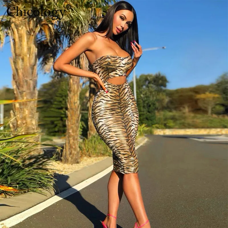 Chicology Тигр узор принтом принт выдолбить женское трубы множество цветов миди