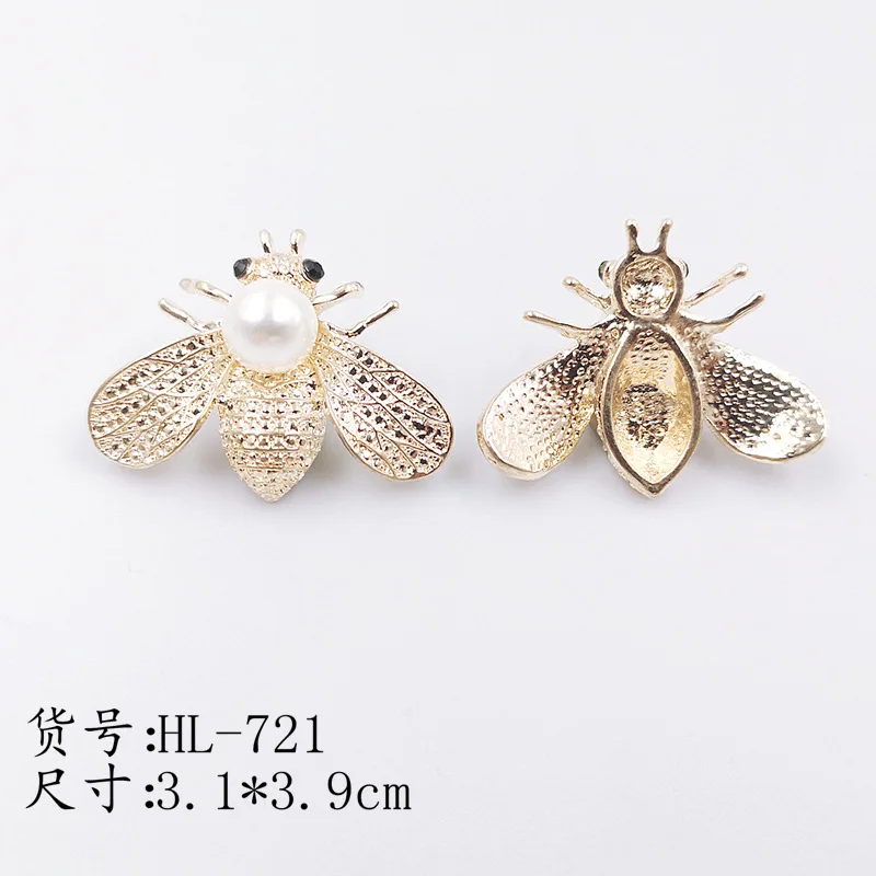

10PCS alloy bee golden decoration accessories diy jewelry hair accessories animal pearl decoration