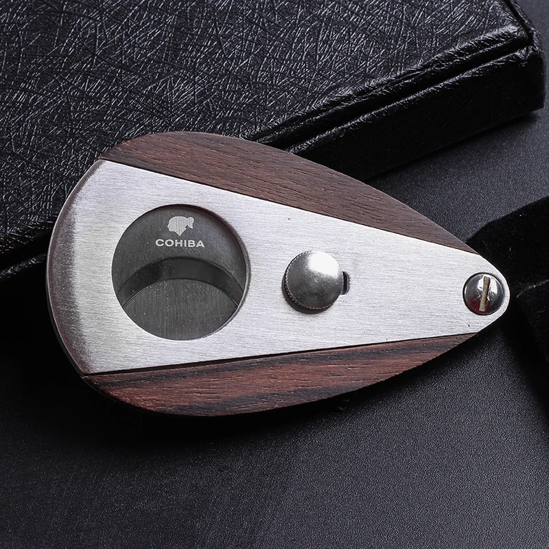 

New 1pcs Cohiba cigar Cutter cigar scissors Wood sector edged stainless steel blade Cigar Accessories