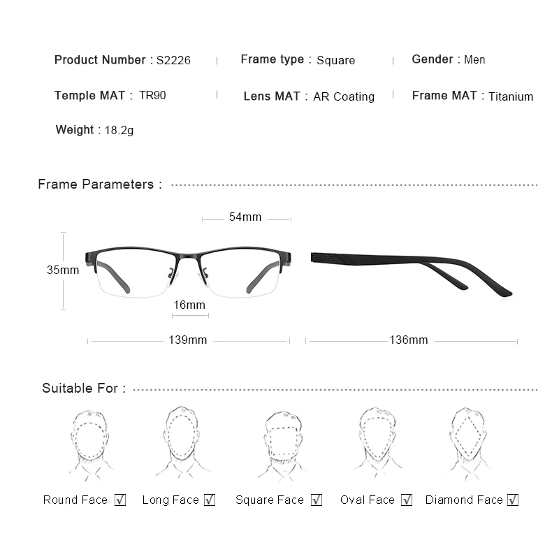 MERRYS DESIGN Men Titanium Alloy Half Glasses Frame TR90 Legs Prescription Eyeglasses S2226 | Аксессуары для одежды