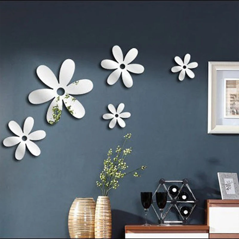 

Acrylic Mirror Surface Application Classic Flower Pattern Home Decoration Living Room Furniture DIY Wall Stickers