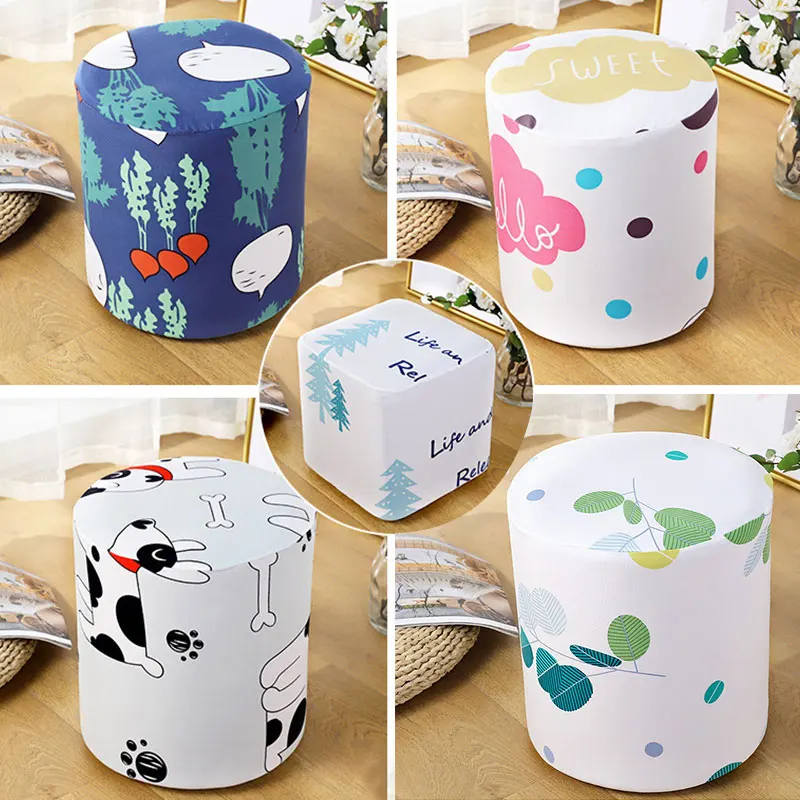 

Elastic Round Square Pier Cover Dustproof Printed Stool Cover Useful Stool Cover European Style Polyester Fiber Home Supplies