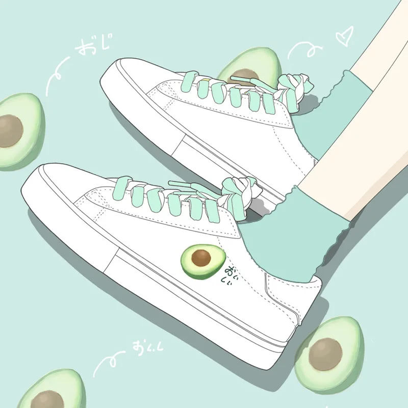 

Hot Women Sneakers Lovely Fruit Print Fashion Breathable Girls Vulcanized Shoes Female Pu Leather Platform Lace up Casual Shoes