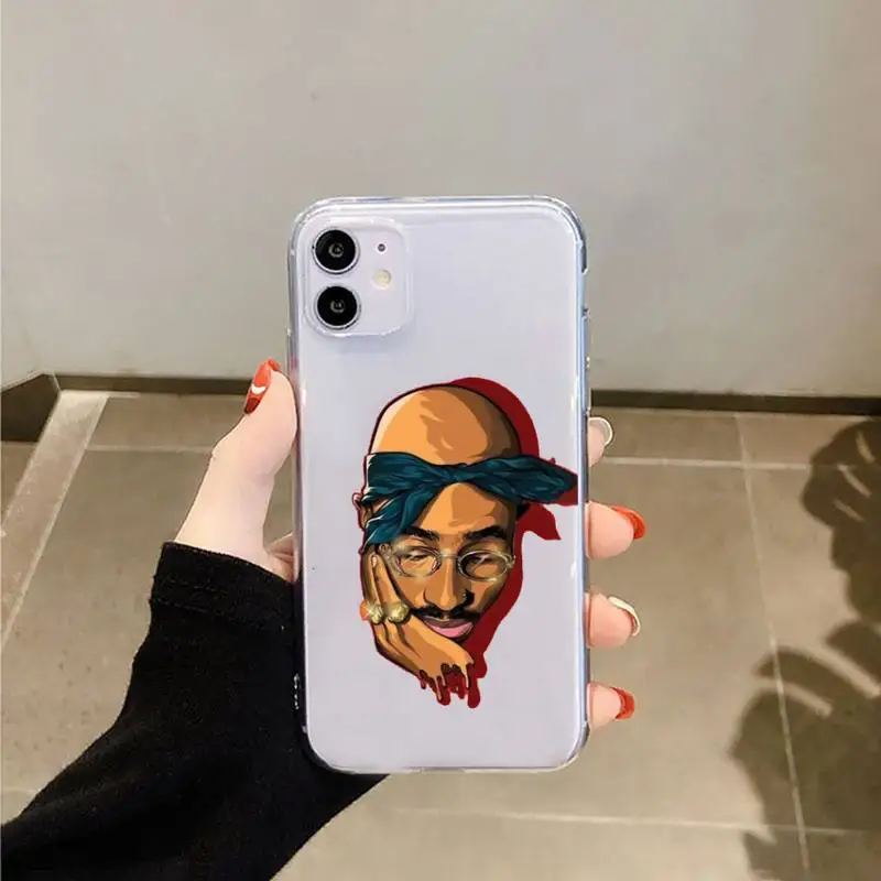 

2Pac Rapper Tupac Amaru Shakur Phone Case Transparent for iPhone 6 7 8 11 12 s mini pro X XS XR MAX Plus