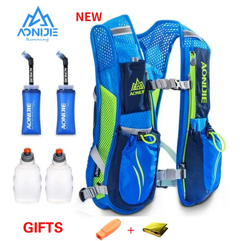 AONIJIE Running Marathon Hydration Nylon 5.5L Outdoor Running Bags Hiking Backpack Vest Marathon Cycling Backpack 250ML 2Pcs