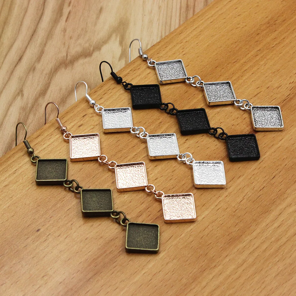 Подходит для 12 мм квадратный шаблон стеклянные кабошоны серьги пустые установка