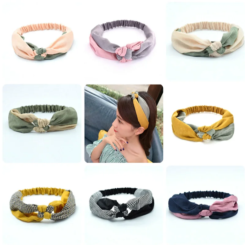 Модный Цветной женский обруч тюрбан эластичный головной убор спортивные повязки