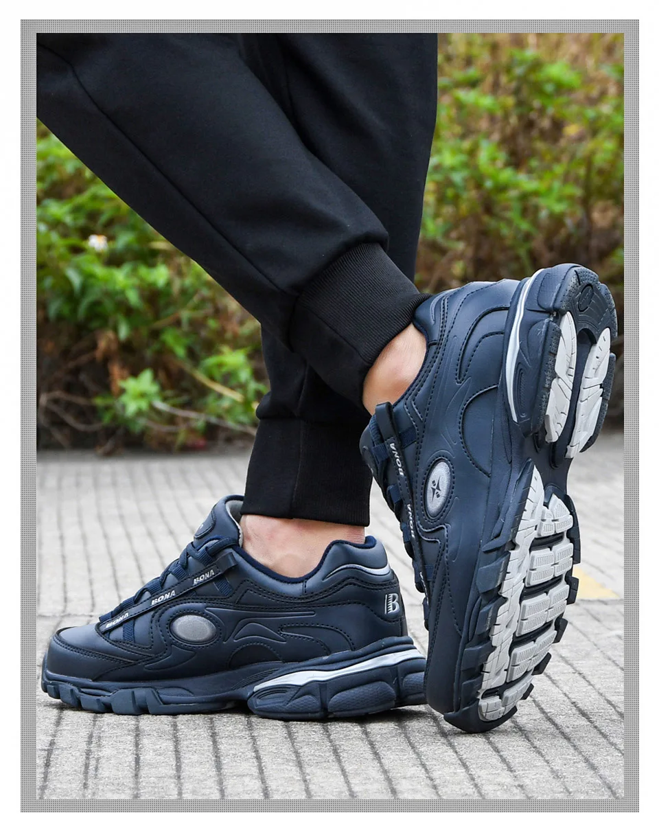 BONA/Новинка года; популярные кожаные кроссовки для бега; мужские кроссовки; спортивная обувь; Мужская обувь; zapatillas hombre; уличные кроссовки; мужская обувь