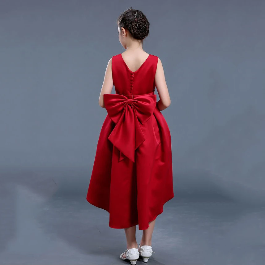 Платья для девочек с цветами свадеб красное платье большим бантом и бабочкой