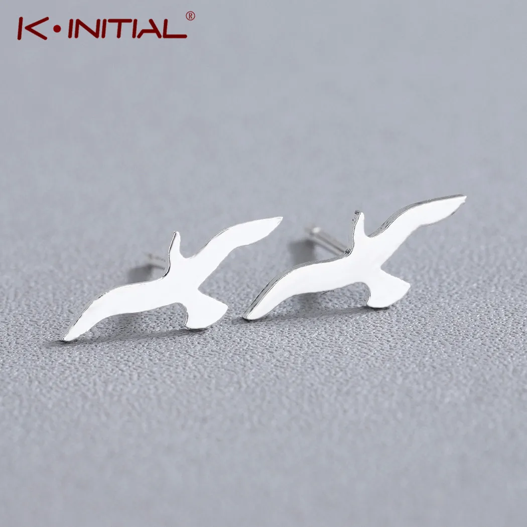 Kinitial милые Мультяшные животные Чайка серьги гвоздики для женщин девушек Brincos